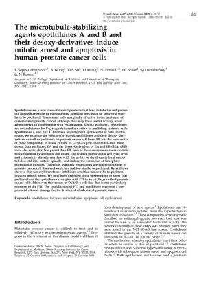The Microtubule-Stabilizing Agents Epothilones a and B and Their Desoxy-Derivatives Induce Mitotic Arrest and Apoptosis in Human Prostate Cancer Cells