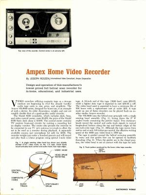 Ampex Home Video Recorder by JOSEPH Roizeninternational Video Consultant, Ampex Corporation