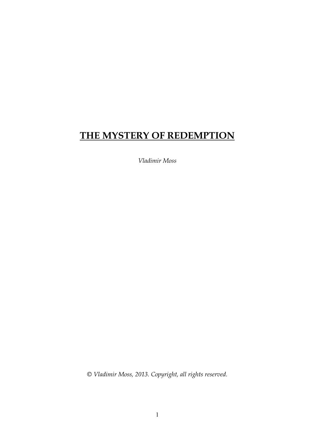 The Mystery of Redemption