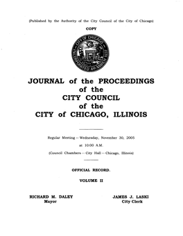 JOURNAL of the PROCEEDINGS of the CITY COUNCIL of the CITY of CHICAGO, ILLINOIS