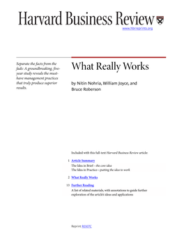 What Really Works Year Study Reveals the Must- Have Management Practices That Truly Produce Superior by Nitin Nohria, William Joyce, and Results