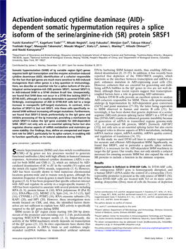 Activation-Induced Cytidine Deaminase (AID)- Dependent Somatic Hypermutation Requires a Splice Isoform of the Serine/Arginine-Rich (SR) Protein SRSF1