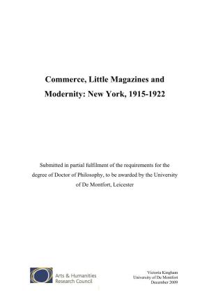 Commerce, Little Magazines and Modernity: New York, 1915-1922