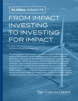 From Impact Investing to Investing for Impact