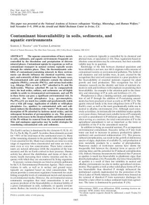 Contaminant Bioavailability in Soils, Sediments, and Aquatic Environments