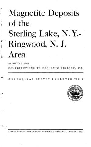 Magnetite Deposits of the Sterling Lake, N. Y.- Ringwood, N. J. Area