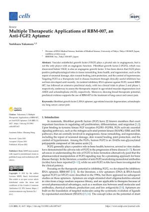 Multiple Therapeutic Applications of RBM-007, an Anti-FGF2 Aptamer