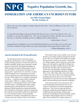 Immigration and America's Unchosen Future