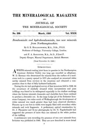 The Mineralogical Magazine and Journal of the Mineralogical Society