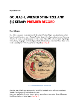 Goulash, Wiener Schnitzel and Şiş Kebap: Premier Record by Hugo