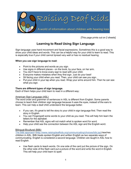 Learning to Read Using Sign Language