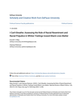 I Can't Breathe: Assessing the Role of Racial Resentment and Racial