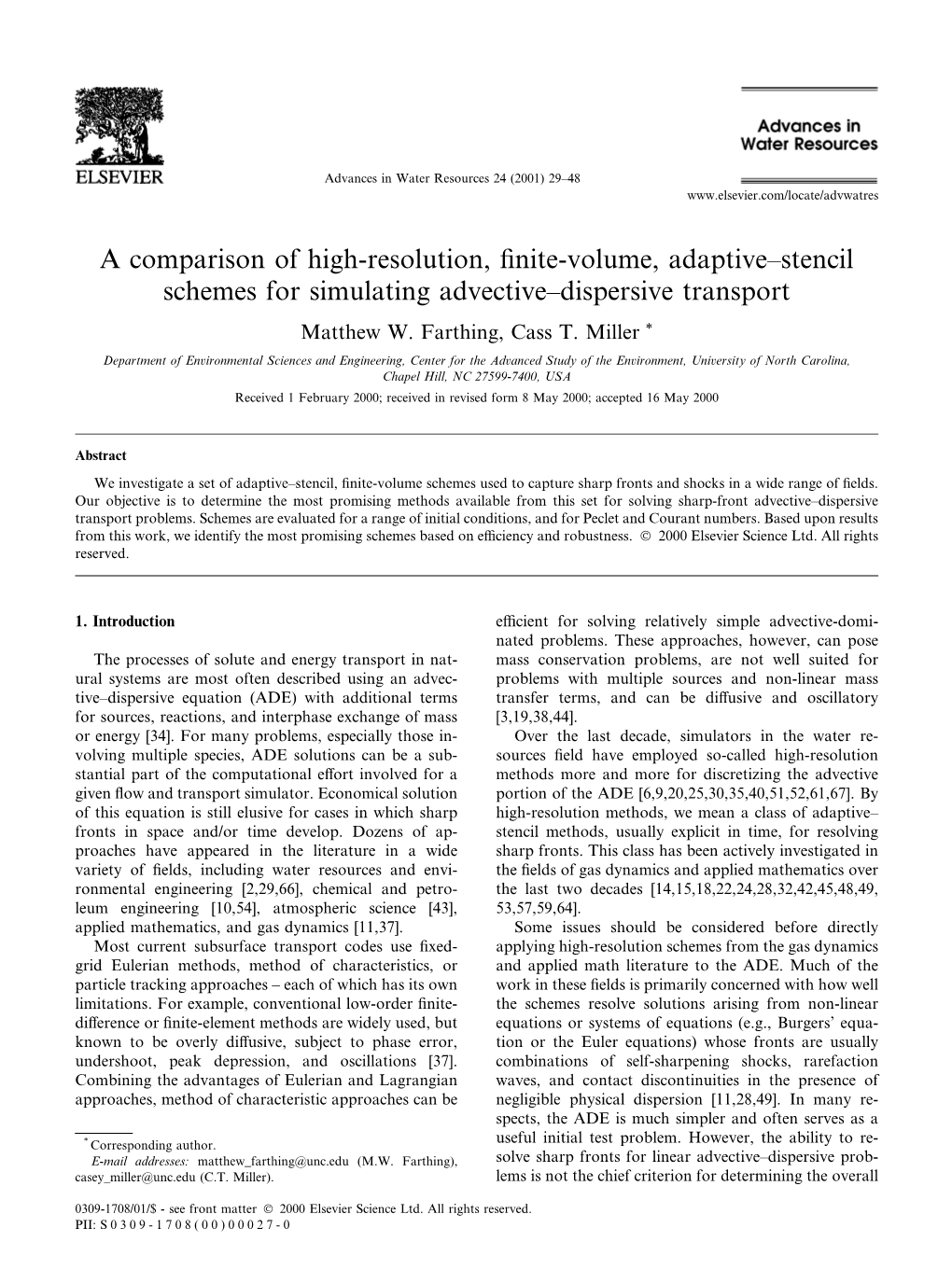 A Comparison of High-Resolution, Finite-Volume, Adaptive±Stencil