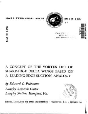 A Concept of the Vortex Lift of Sharp-Edge Delta Wings Based on a Leading-Edge-Suction Analogy Tech Library Kafb, Nm