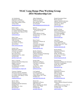 NSAC Subcommittee Membership List