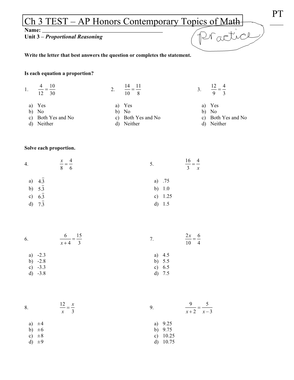 Write the Letter That Best Answers the Question Or Completes the Statement