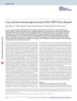Cryo-Electron Microscopy Structure of the TRPV2 Ion Channel