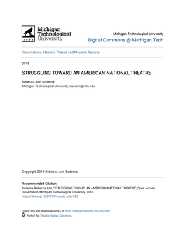 Struggling Toward an American National Theatre