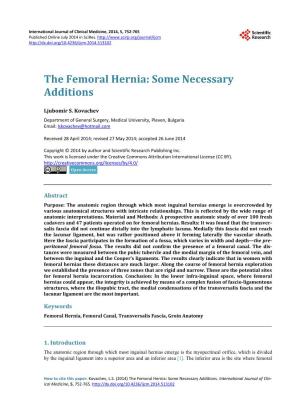 The Femoral Hernia: Some Necessary Additions