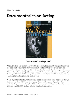 Documentaries on Acting