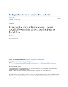 Changing the Current Policy Towards Spousal Abuse: a Proposal for a New Model Inspired by Jewish Law Yuval Sinai