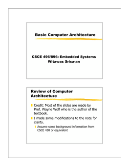 Review of Computer Architecture
