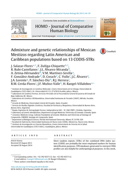 Admixture and Genetic Relationships of Mexican Mestizos Regarding Latin