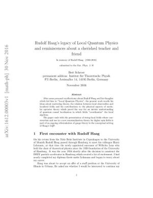 Rudolf Haag's Legacy of Local Quantum Physics And