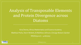 Analysis of Transposable Elements and Protein Divergence Across Diatoms