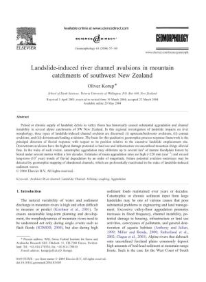 Landslide-Induced River Channel Avulsions in Mountain Catchments of Southwest New Zealand