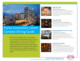 Hynes Convention Center Complex Dining Guide