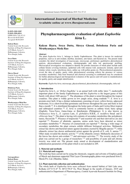 Phytopharmacognostic Evaluation of Plant Euphorbia Hirta L