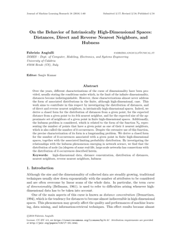 On the Behavior of Intrinsically High-Dimensional Spaces: Distances, Direct and Reverse Nearest Neighbors, and Hubness