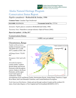 Alaska Natural Heritage Program Conservation Status Report
