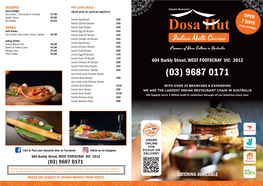 Dosa Hut (A4 Take Away Menu) Footscray.Cdr