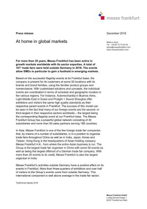 At Home in Global Markets Markus Quint Tel