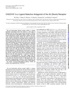 CH223191 Is a Ligand-Selective Antagonist of the Ah (Dioxin) Receptor