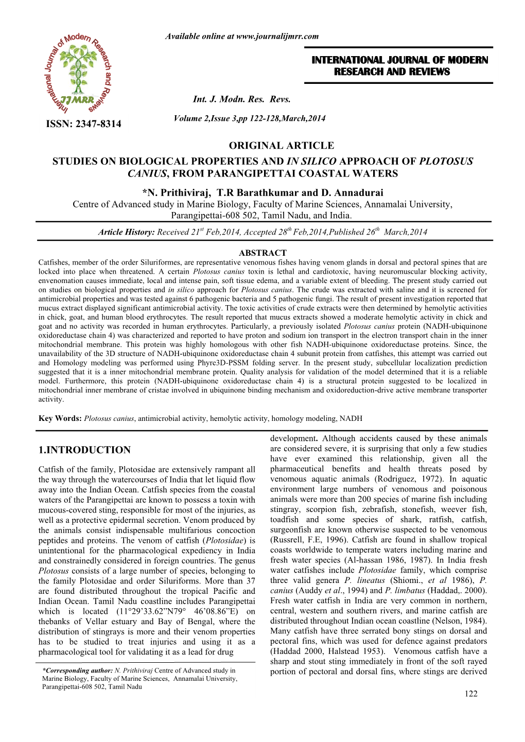 International Journal of Modern Research and Reviews Issn