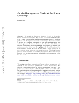 On the Homogeneous Model of Euclidean Geometry