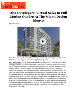 Alta Developers' Virtual Sales in Full