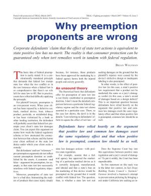 Why Preemption Proponents Are Wrong