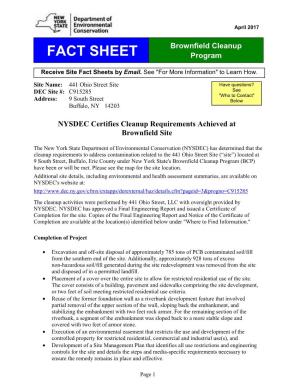 441 Ohio Street Site Cleanup Requirements Achieved and Certified