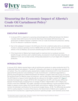 Measuring the Economic Impact of Alberta's Crude Oil Curtailment