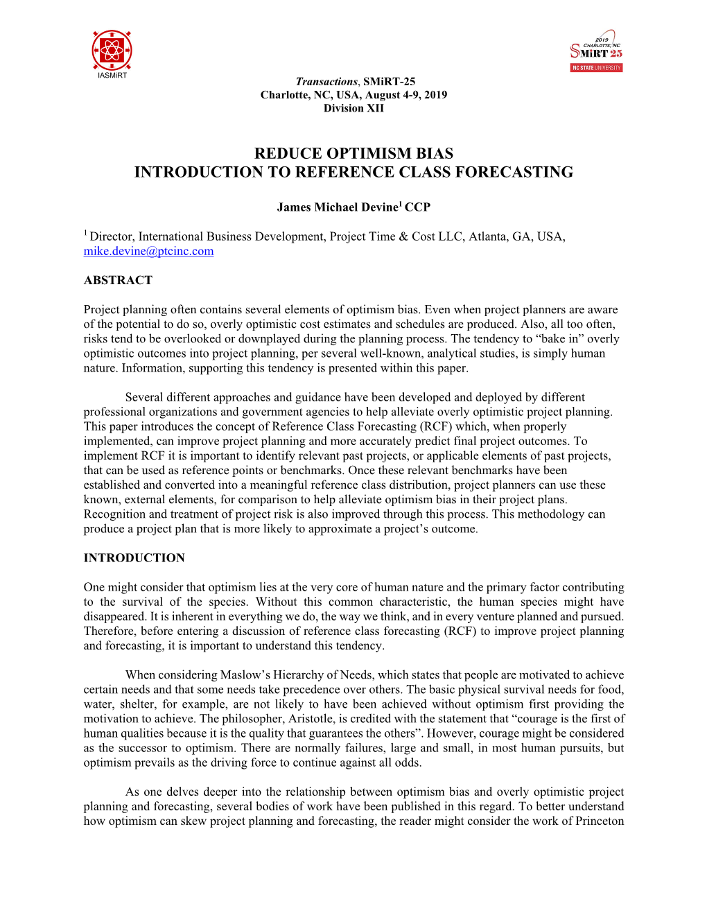 Reduce Optimism Bias Introduction to Reference Class Forecasting