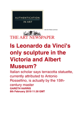 Is Leonardo Da Vinci's Only Sculpture in the Victoria and Albert