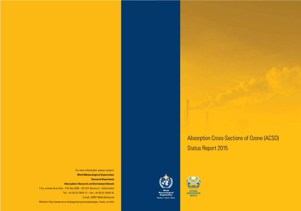 GAW Report No. 218. Absorption Cross-Sections of Ozone (ACSO)