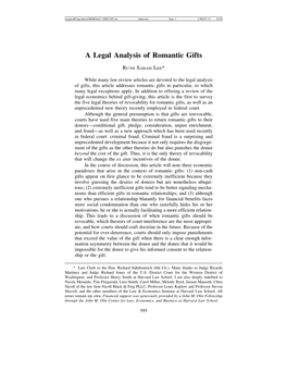 A Legal Analysis of Romantic Gifts