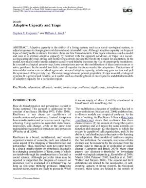 Adaptive Capacity and Traps