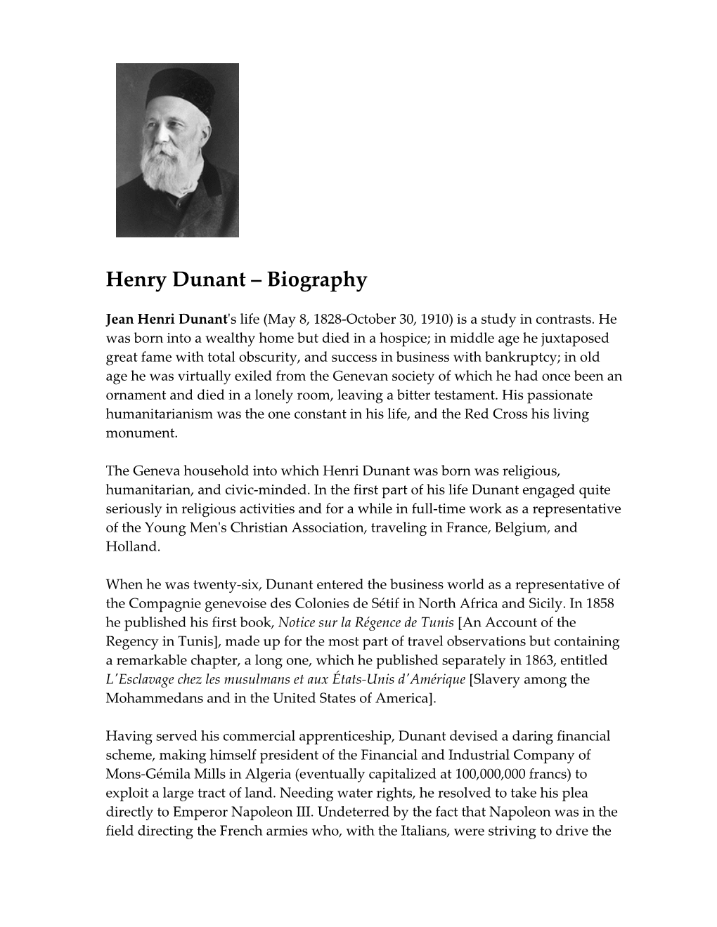 Henry Dunant – Biography