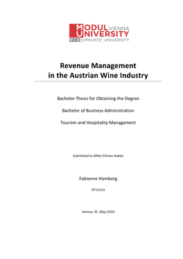 Revenue Management in the Austrian Wine Industry